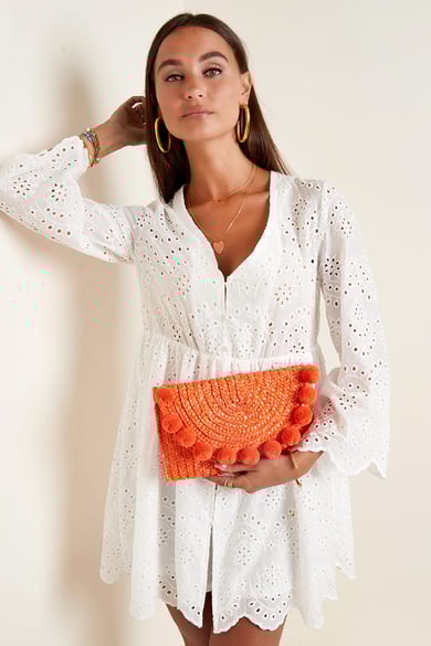 Strandclutch mit Bommeln Rosa Stroh h5 Bild2